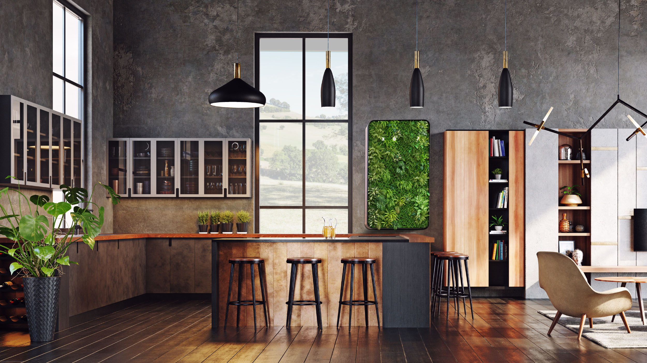 XO Edge battery in a kitchen with a custom green wall fascia.